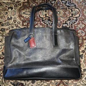Coach #5468 Metallic Black Leather Diaper Bag - Tote